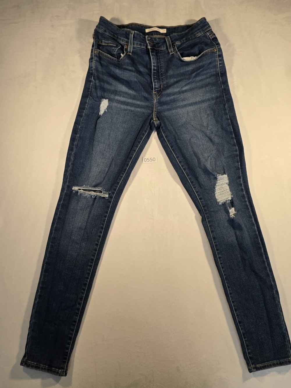 Levi’s 721 High Rise Skinny Jeans Distressed Blue Denim Size 29
